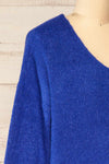 Saler Blue Oversized Knitted Sweater | La petite garçonne side close-up