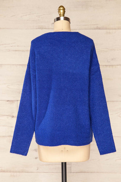 Saler Blue Oversized Knitted Sweater | La petite garçonne back view