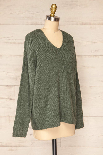 Saler Green Oversized Knited Sweater | La petite garçonne side view