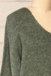 Saler Green Oversized Knited Sweater | La petite garçonne side close-up