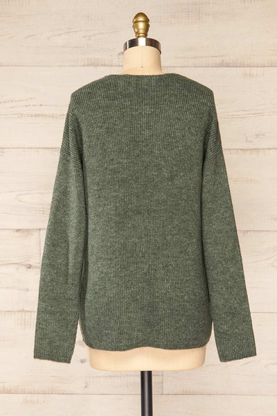 Saler Green Oversized Knited Sweater | La petite garçonne back view