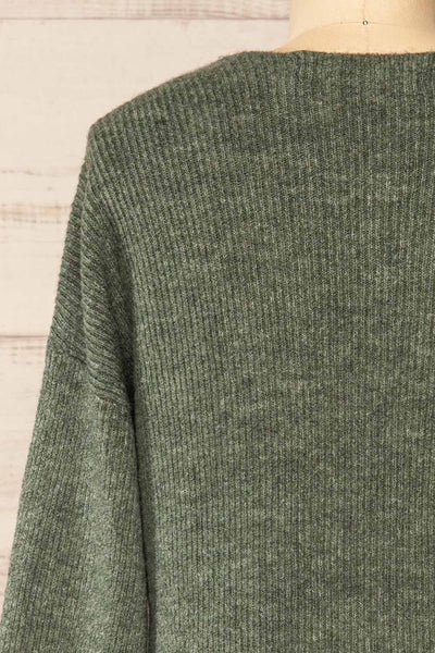 Saler Green Oversized Knited Sweater | La petite garçonne back close-up