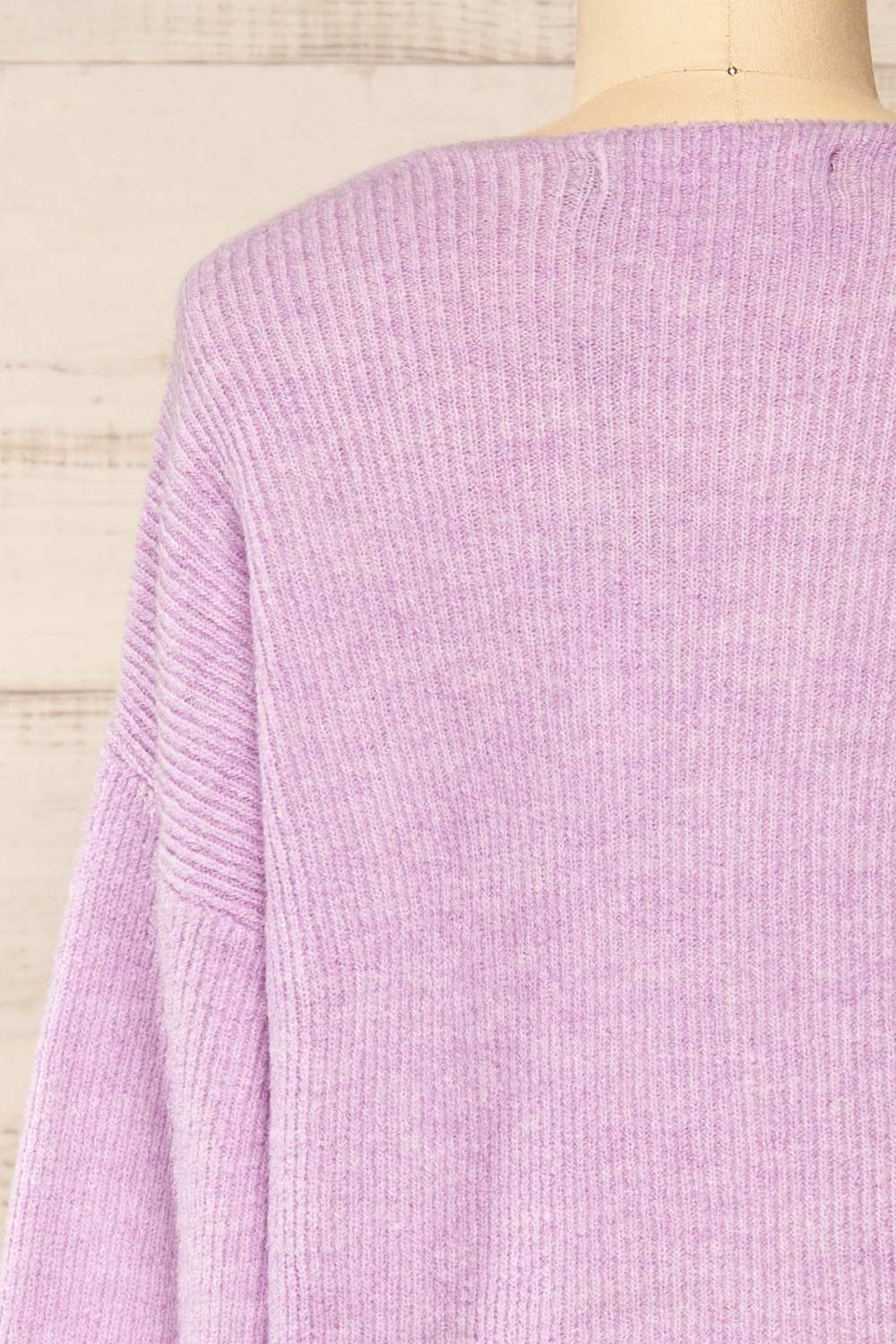 Saler Lavender Oversized Knited Sweater | La petite garçonne back close-up