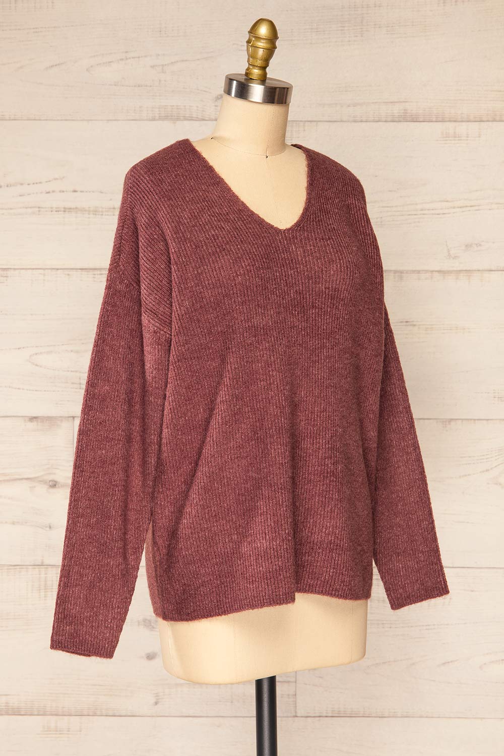 Saler Mauve Oversized Knited Sweater | La petite garçonne side view