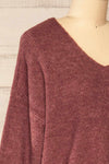 Saler Mauve Oversized Knited Sweater | La petite garçonne side close-up