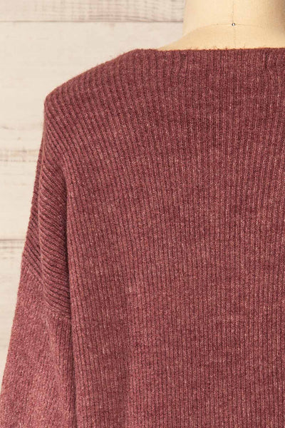 Saler Mauve Oversized Knited Sweater | La petite garçonne back close-up