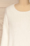 Salvada White Fuzzy Knit Sweater | La petite garçonne front close-up
