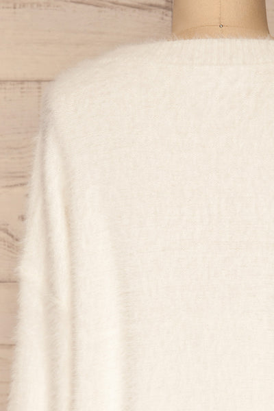 Salvada White Fuzzy Knit Sweater | La petite garçonne back close-up
