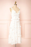 Samade White Tiered Floral Midi Dress w/ Ruffles | Boutique 1861 side view