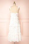 Samade White Tiered Floral Midi Dress w/ Ruffles | Boutique 1861 back view