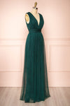 Samina Green Tulle Maxi Dress w/ Plunging Neckline | Boudoir 1861 side view
