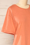 Sammia Rust Striped T-Shirt Dress | La petite garçonne  side close-up