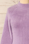 Sanlucar Lilac Long Sleeve Knit Short Dress | La petite  garçonne front close-up