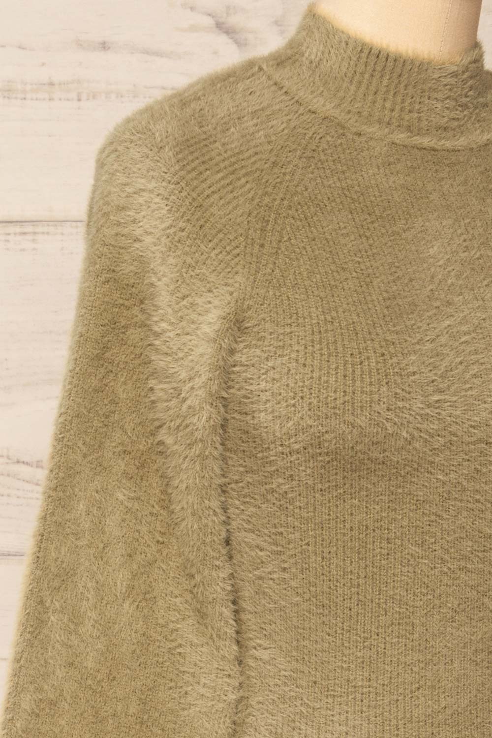 Sanlucar Sage Long sleeve Knit Short Dress | La petite garçonne side close-up