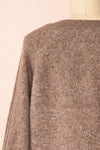 Sansia Taupe Soft V-Neck Cardigan | Boutique 1861 back close-up