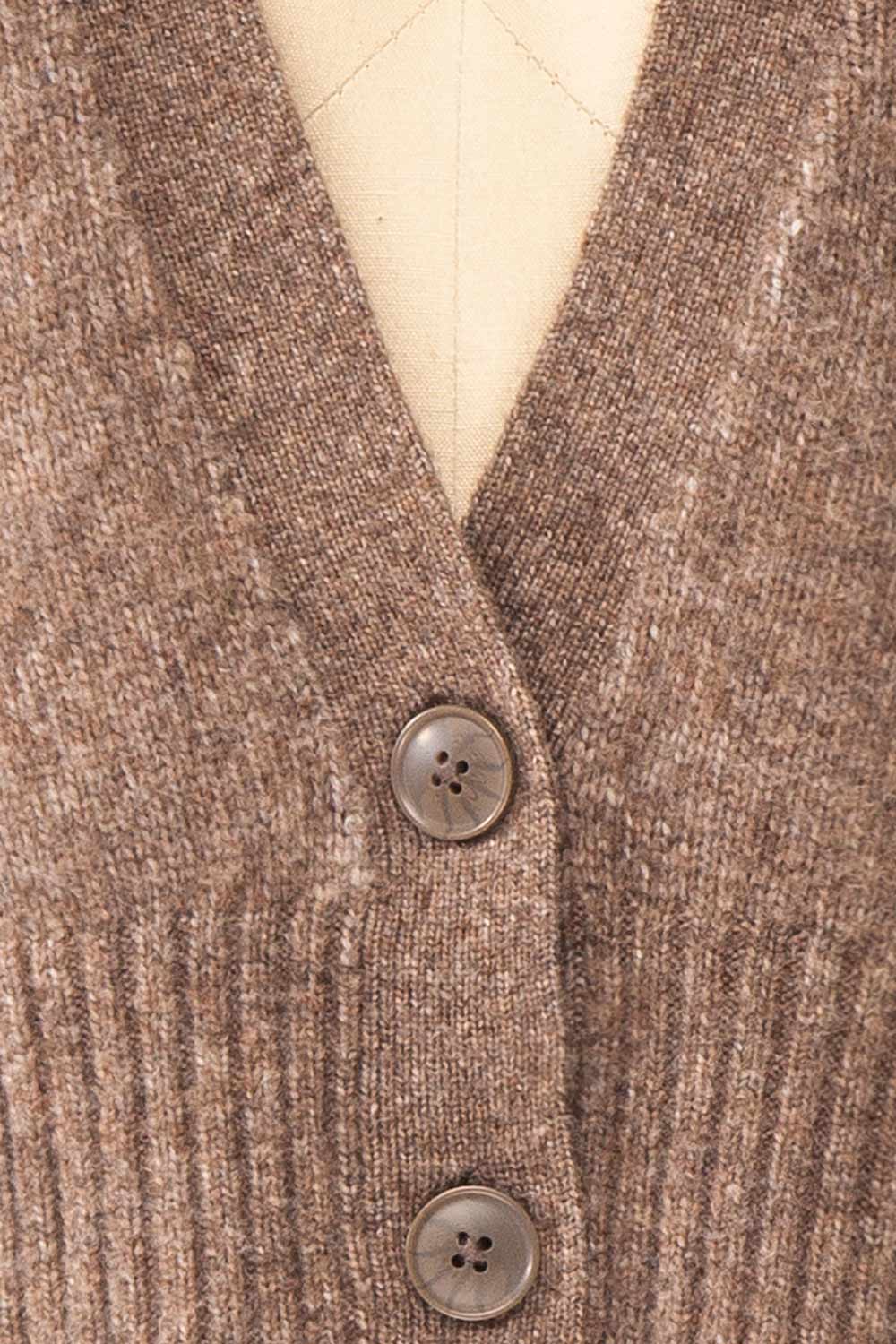 Sansia Taupe Soft V-Neck Cardigan | Boutique 1861 fabric 