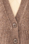 Sansia Taupe Soft V-Neck Cardigan | Boutique 1861 fabric