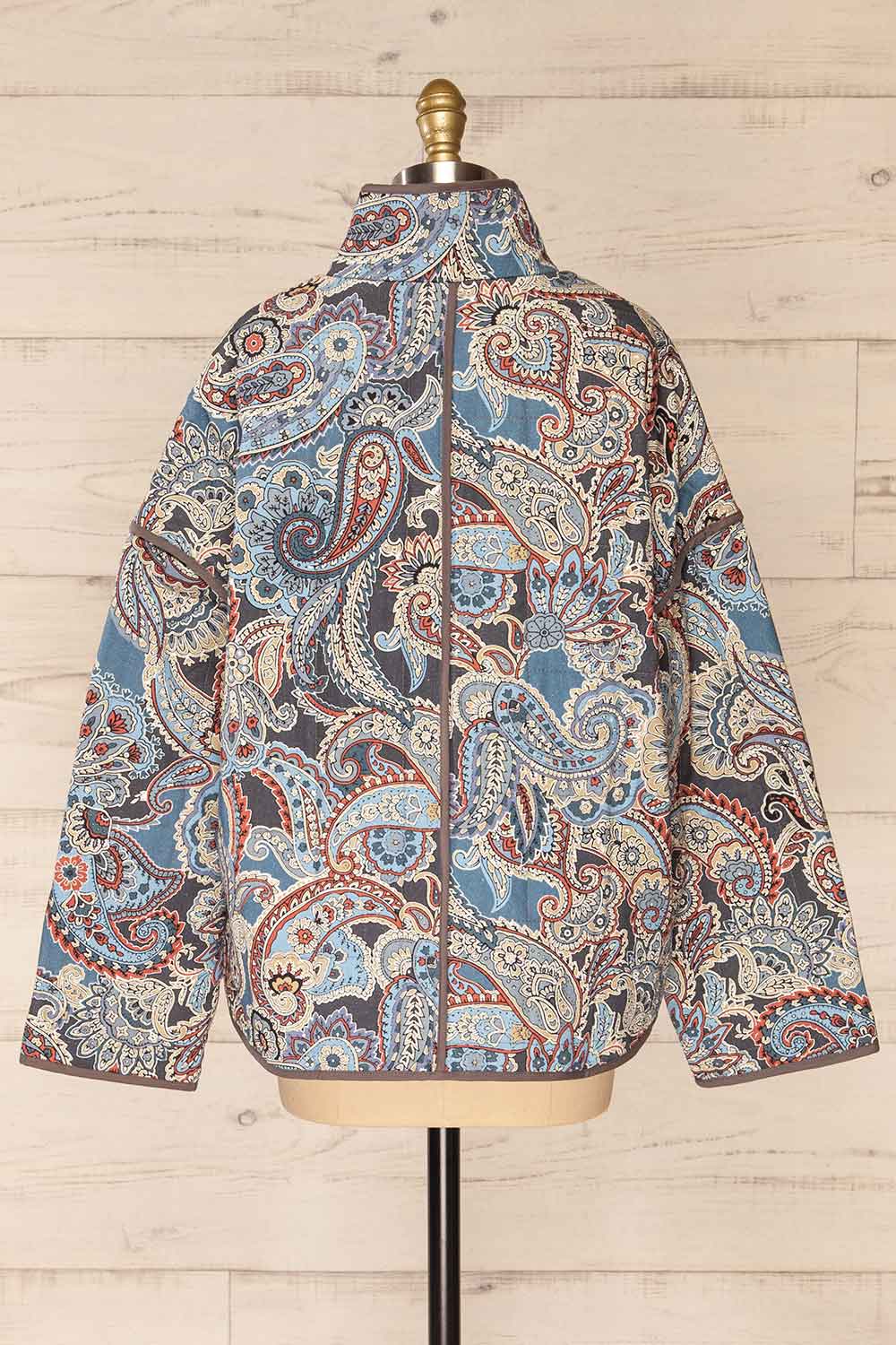 Santa Cruz Blue Quilted Paisley Denim Jacket | La petite garçonne back view