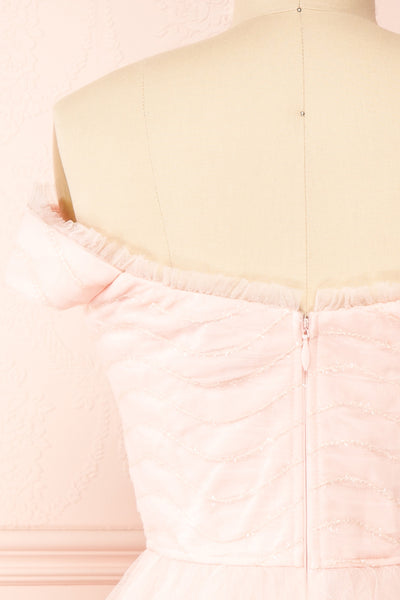 Santana Off-Shoulder Tulle Midi Dress | Boutique 1861 back close-up