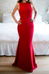 Sanya Red Mermaid Gown with Train | La Petite Garçonne on model