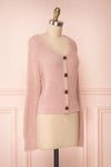 Saori Pink Knit Button-Up Cardigan | Boutique 1861 side view