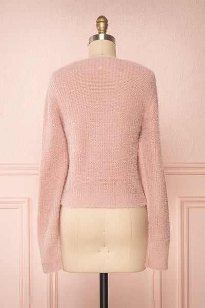 Saori Pink Knit Button-Up Cardigan | Boutique 1861 back view