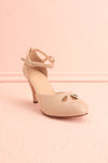 Sapinette Beige Round Toe Heeled Shoes | Boutique 1861 front view