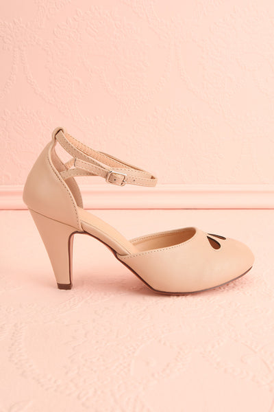 Sapinette Beige Round Toe Heeled Shoes | Boutique 1861 side view