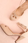 Sapinette Beige Round Toe Heeled Shoes | Boutique 1861 flat view