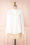 Saponaria White Long Sleeve Lace Collar Blouse | Boutique 1861 front view