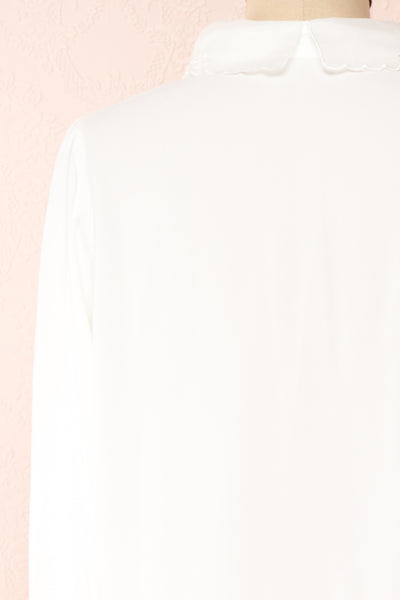 Saponaria White Long Sleeve Lace Collar Blouse | Boutique 1861 back close-up