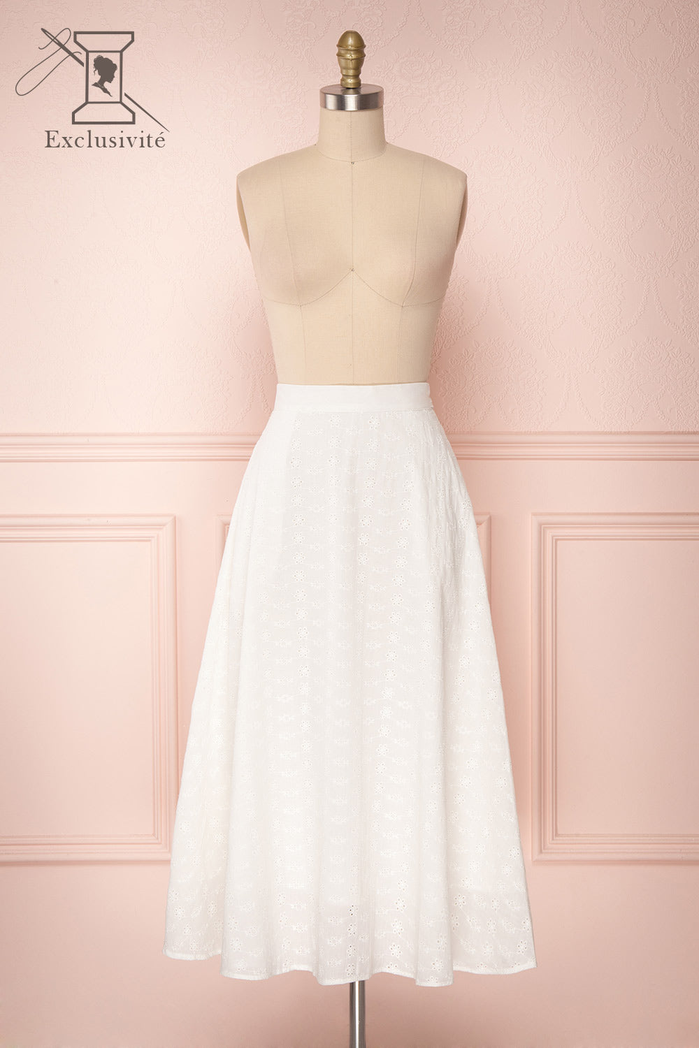 Sarika White Floral Openwork A-Line Skirt | Boutique 1861 1