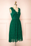 Sarita Emerald A-Line Lace Midi Dress w/ Wide Straps | Boutique 1861 side view