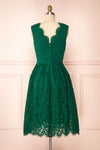 Sarita Emerald A-Line Lace Midi Dress w/ Wide Straps | Boutique 1861 back view