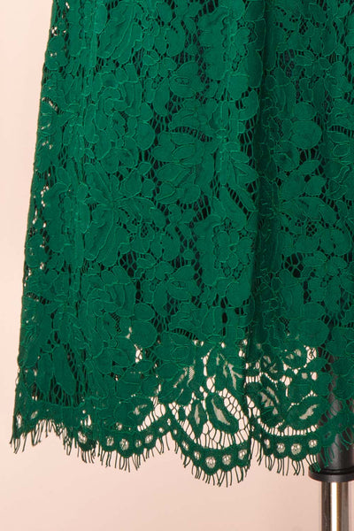 Sarita Emerald A-Line Lace Midi Dress w/ Wide Straps | Boutique 1861 bottom