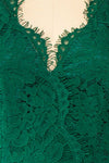 Sarita Emerald A-Line Lace Midi Dress w/ Wide Straps | Boutique 1861 fabric