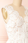 Sarita Ivory A-Line Lace Midi Dress w/ Wide Straps | Boutique 1861 side close-up