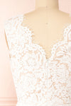 Sarita Ivory A-Line Lace Midi Dress w/ Wide Straps | Boutique 1861 back close-up
