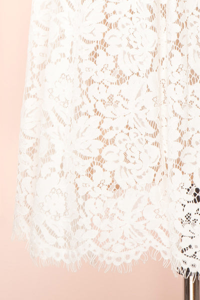 Sarita Ivory A-Line Lace Midi Dress w/ Wide Straps | Boutique 1861 bottom