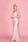Sasha Blush Mermaid Bridal Dress | Robe | Boudoir 1861 front on model
