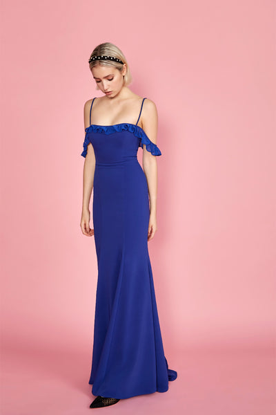 Sasha Royal Blue Mermaid Maxi Dress | Boudoir 1861 front on model