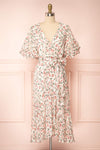 Saskia Faux Wrap Puffed Sleeves Midi Dress | Boutique 1861 front view