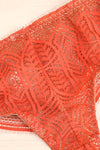 Satao Orange & Beige Lace & Mesh Tanga Panty | La Petite Garçonne flat close-up