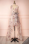 Saundra Blush Pink Floral High-Low Maxi Dress front view FS | Boutique 1861