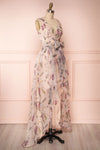 Saundra Blush Pink Floral High-Low Maxi Dress side view | Boutique 1861