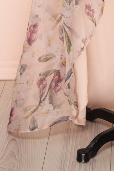 Saundra Blush Pink Floral High-Low Maxi Dress skirt | Boutique 1861