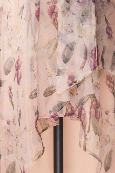Saundra Blush Pink Floral High-Low Maxi Dress fabric | Boutique 1861