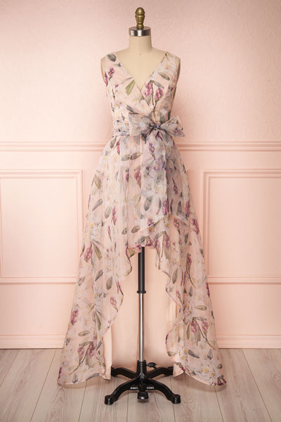 Saundra Blush Pink Floral High-Low Maxi Dress | Boutique 1861