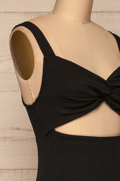 Sauville Black Party Dress | Robe Noire | La Petite Garçonne side close-up