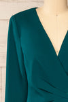 Savila Green Asymmetrical Blazer Dress | La petit garçonne front close-up